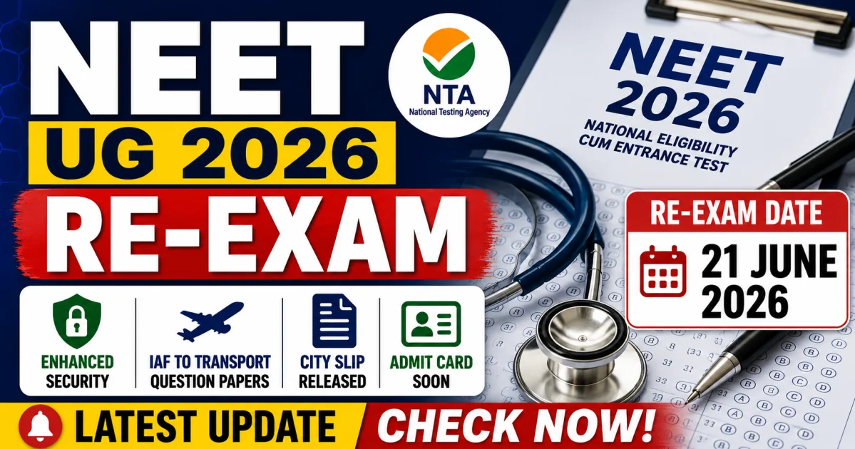 NEET UG 2026 Re-Exam: City Slip Released, New Security Measures Announced