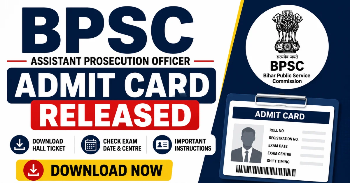 BPSC Assistant Prosecution Officer (APO) Admit Card 2026 Released: Download Hall Ticket, Exam Date, Shift Timing & Exam Guidelines – Download Admit Card 2026 | MyGovUpdates